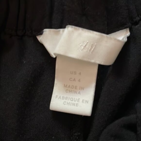 H&M High Waisted Paperbag Black Pants Trouser Size 4 EUC #M-080 - Picture 2 of 3